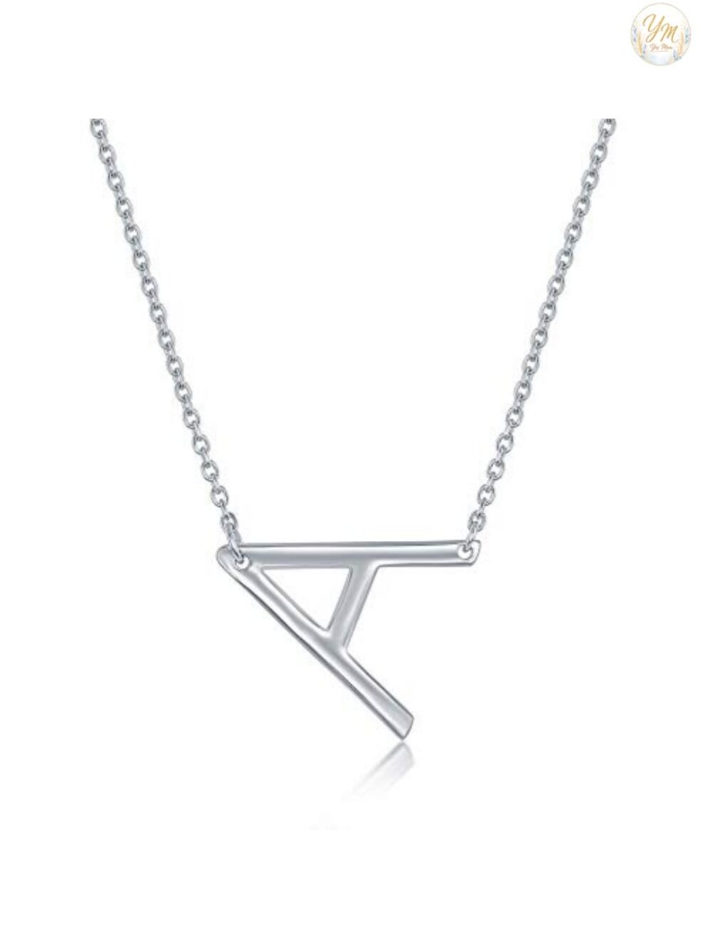 Dainty Sideways Initial Necklace for Women, Sterling Silver or 14K Gold Plated,